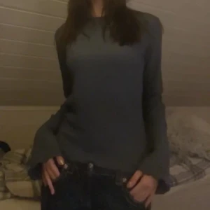 Långärmad tröja - Säljer en stilren blå ish tröja med långa ärmar. Perfekt för en avslappnad look. Tröjan har en enkel design och är lätt att matcha med olika outfits. Köpt på lager 157.