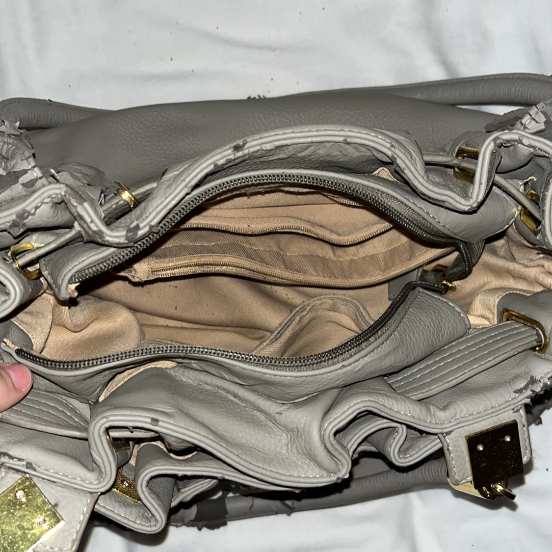 Grå grön hand väska  - 91