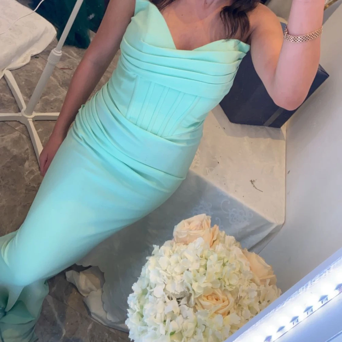 Mintgrön långklänning