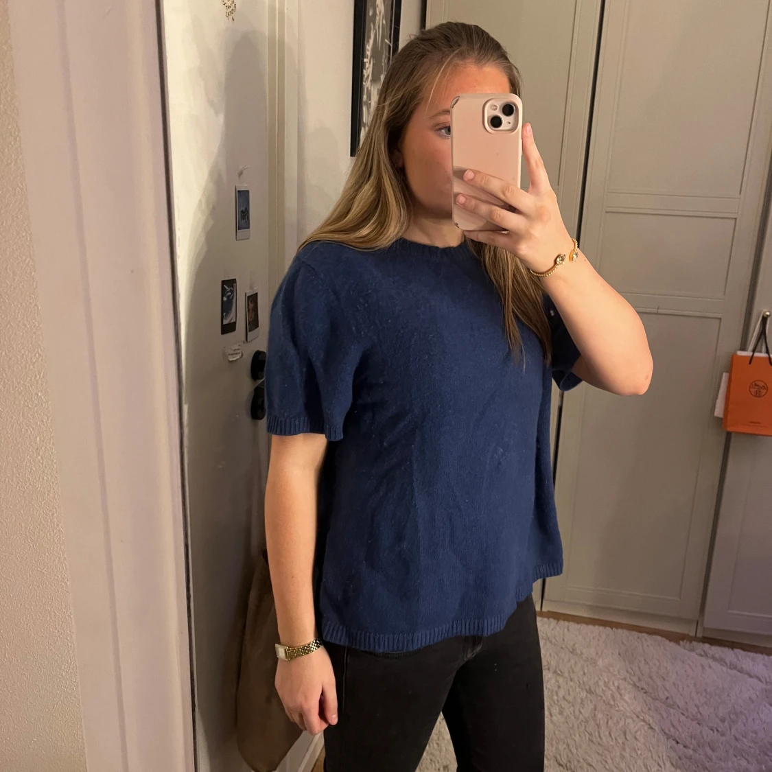 Blå soft goat tröja - 90