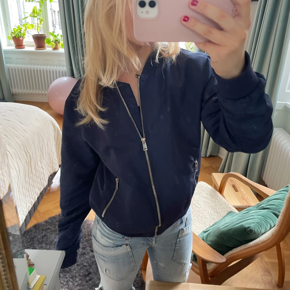 Marinblå bomberjacka 