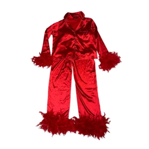 Röd pyjamas med fjädrar - Kontakta vid intresse och frågor <3