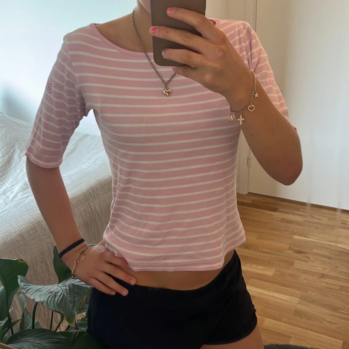 Trekvarts rosa tröja - 90