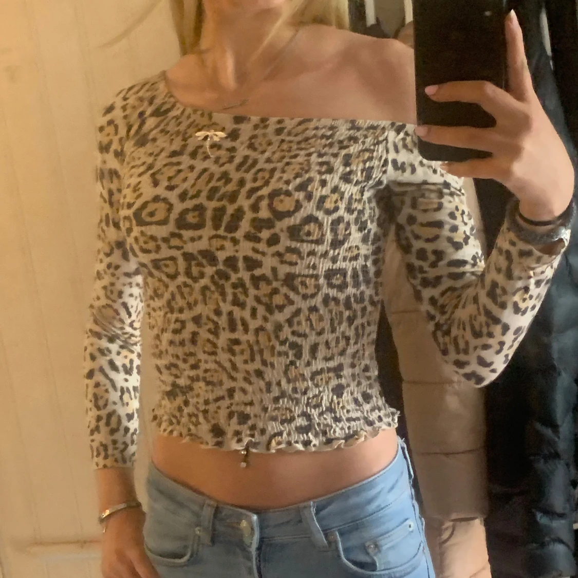Leopardmönstrad croppad topp - 92