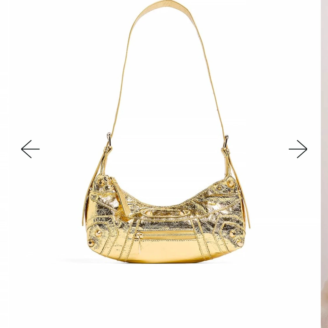 Guldig axelväska med dragkedja - 90