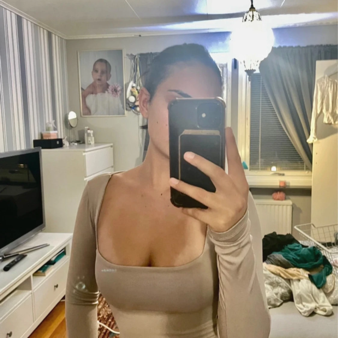 Beige långärmad topp