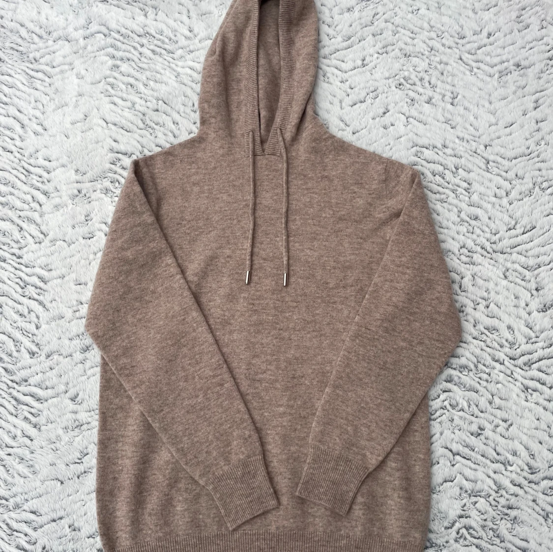 Beige Merinoull hoodie - 1