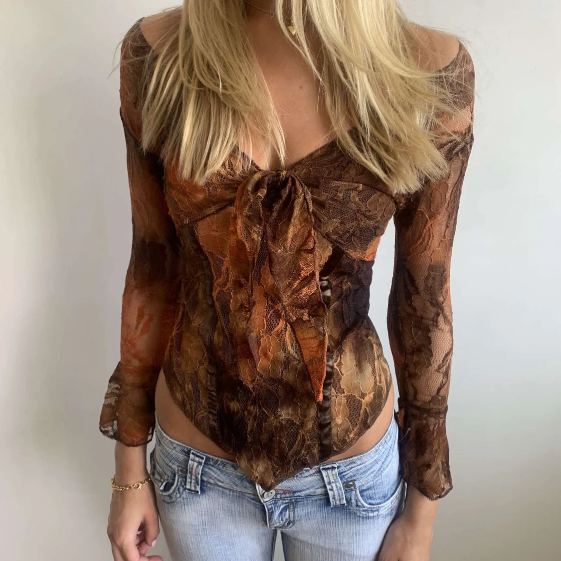 Super snygg spets topp med spets knyt bolero - 3