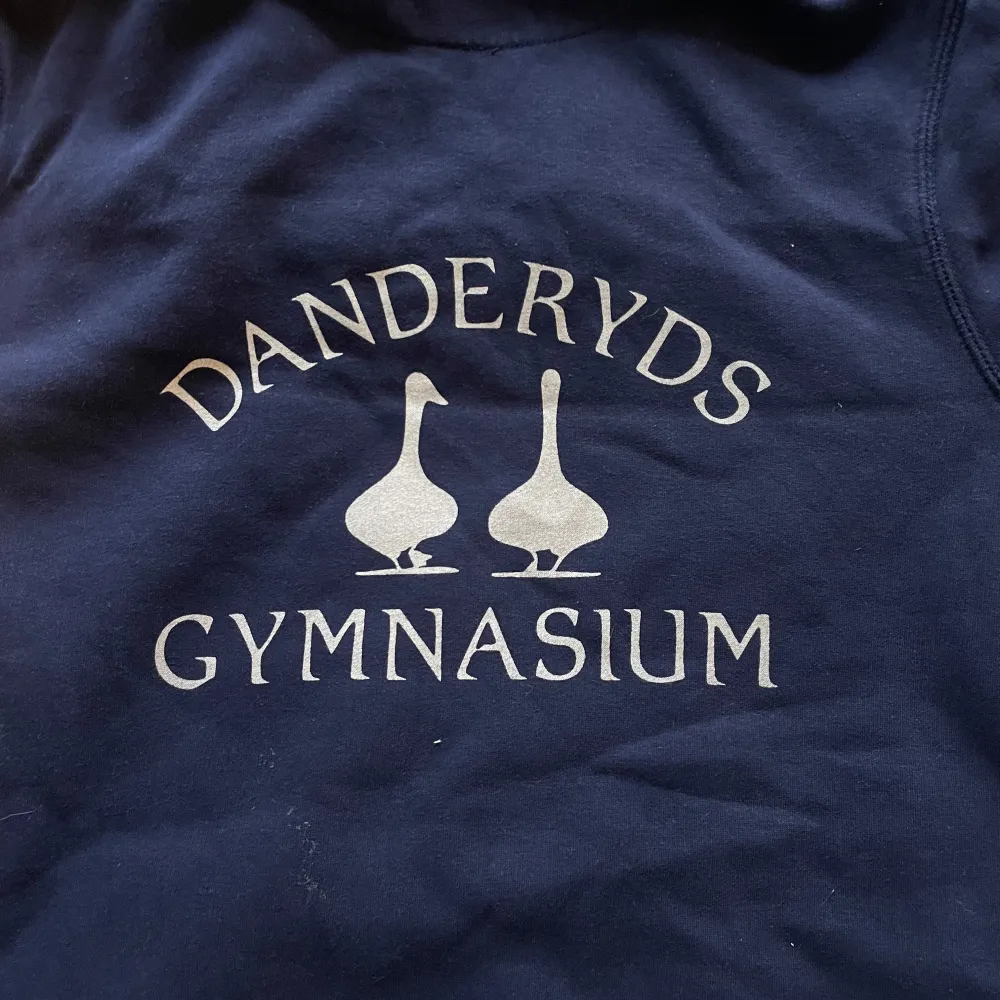 Säljer en mörkblå hoodie från Danderyds Gymnasium. Den är supermjuk och perfekt för kalla dagar. Har en stor ficka fram och en justerbar huva. Perfekt för att chilla eller plugga i. 🦆. Tröjor & Koftor.