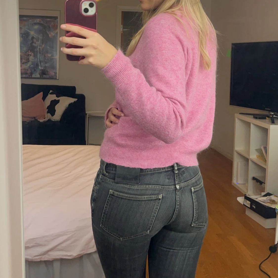 Lågmidjade bootcut jeans i grå/svarta i från acne action - 92