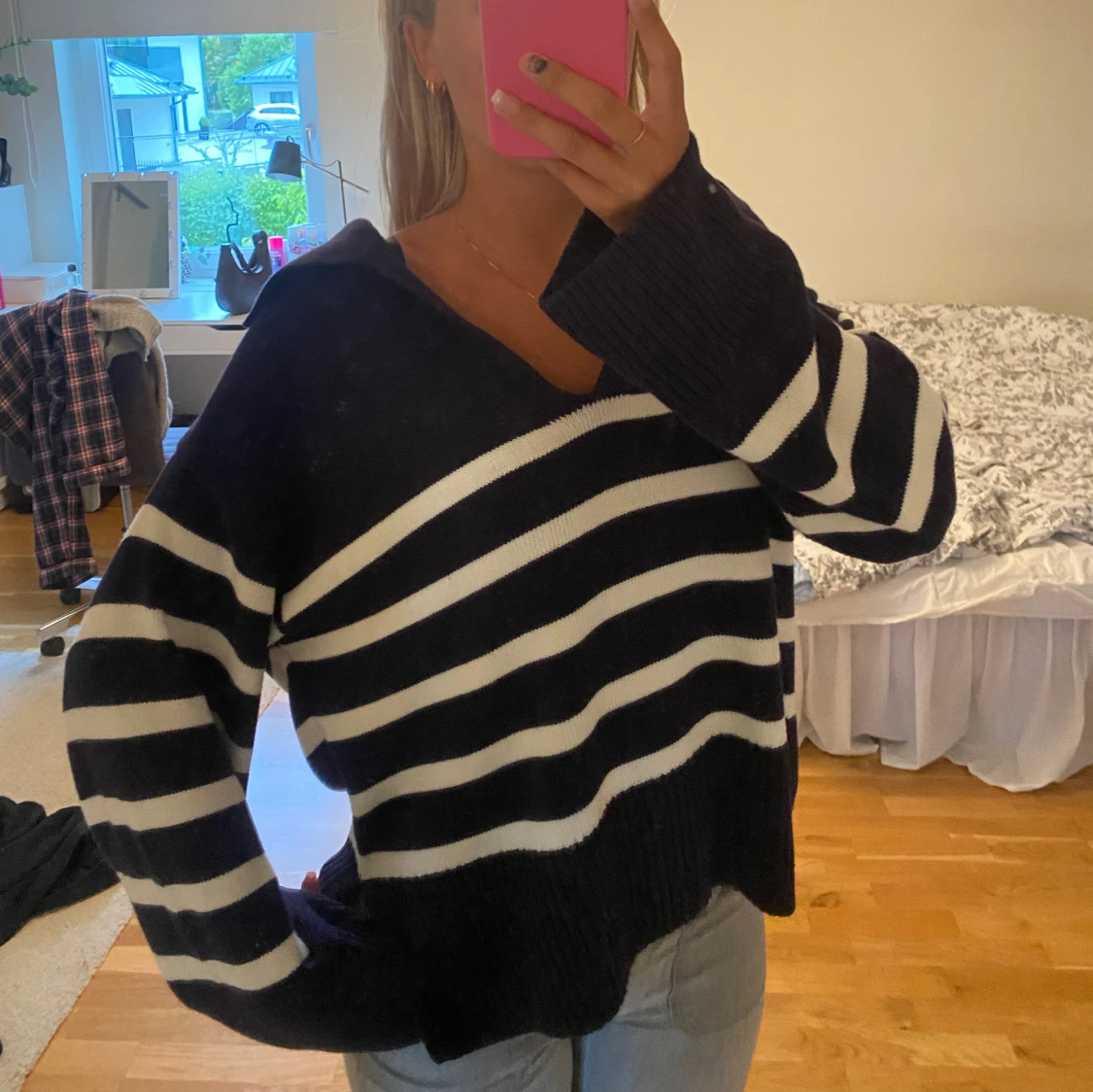 Blårandig tröja - 90