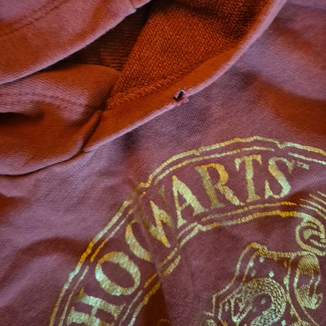 Vinröd hoodie från H&M med Hogwarts-tryck - 90