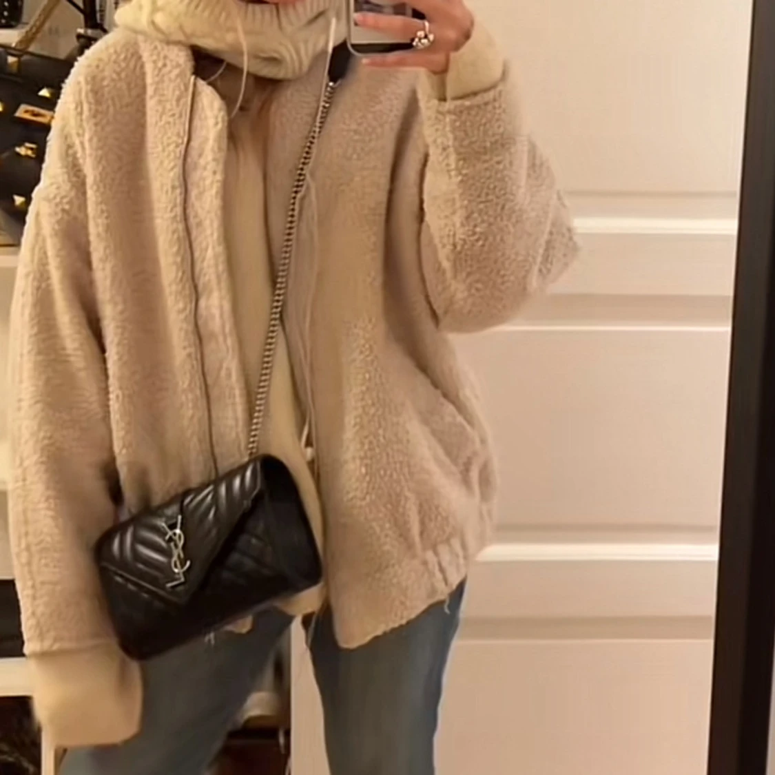 Beige teddyjacka - 91