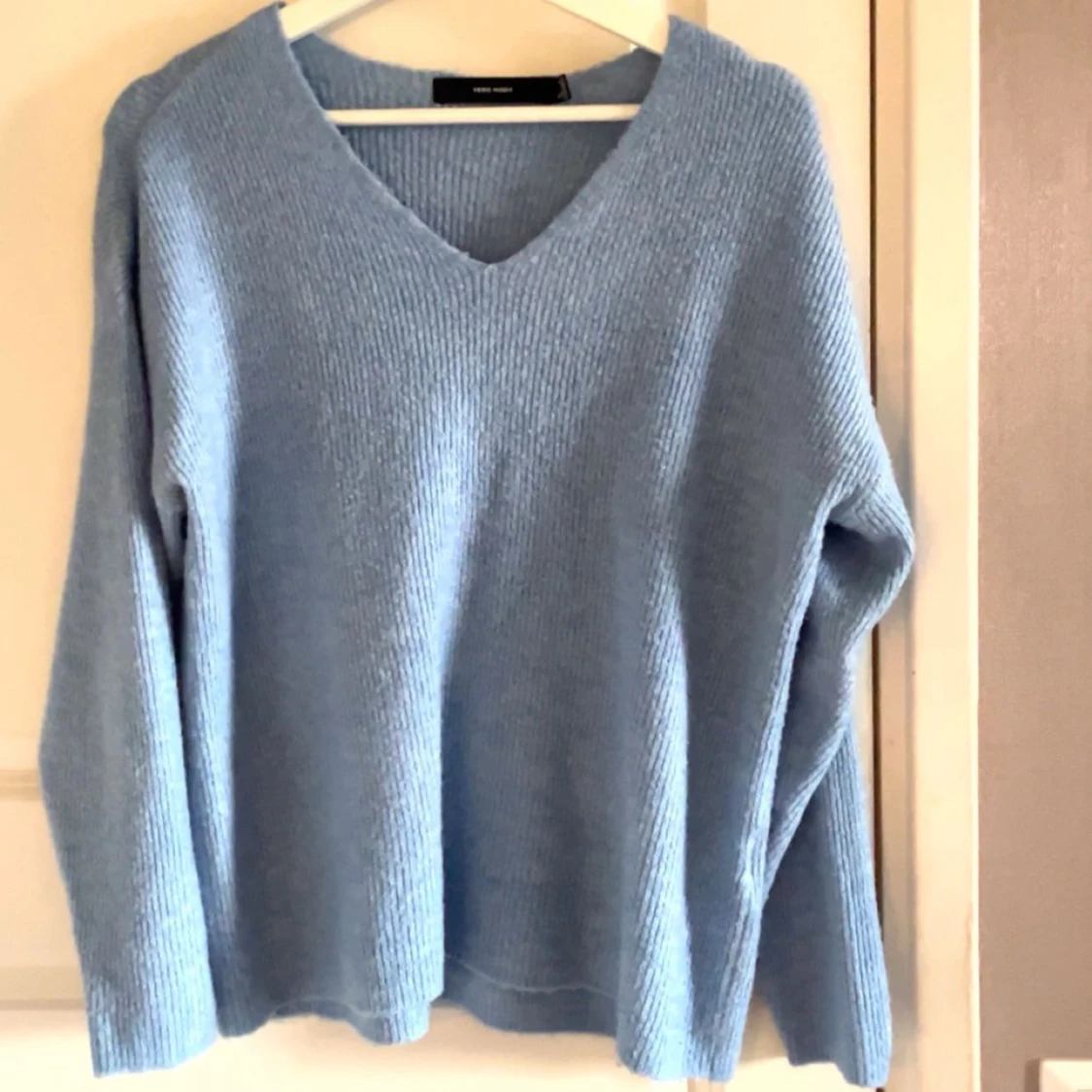 Ljusblå stickad tröja - 90