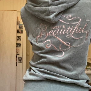 Velour zip up hoodie - Zip-up hoodie i velour/sammet med tryck på ryggen! Står ingen storlek men passar XS-S🩷 Juicy Couture känsla💋
