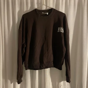 Brun sweatshirt från Weekday - Säljer en brun sweatshirt från Weekday i storlek XS. Den har en cool text 'Page Not Found' tryckt på bröstet. Tröjan är har långa ärmar med ribbade muddar. Är oversize.