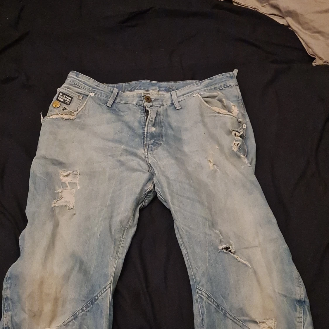 Blå/gråa G-Star jeans (ripped) - 2