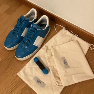 Valentino Flycrews - Blå - Valentino Flycrew med små tecken på användning som går att fixa, tre nitar saknas på vänstra skon. Såklart Äkta där den följs med dustbag och extra snören som är helt ny. Ingen box tyvärr. Vid mer frågor är det bara att skriva!