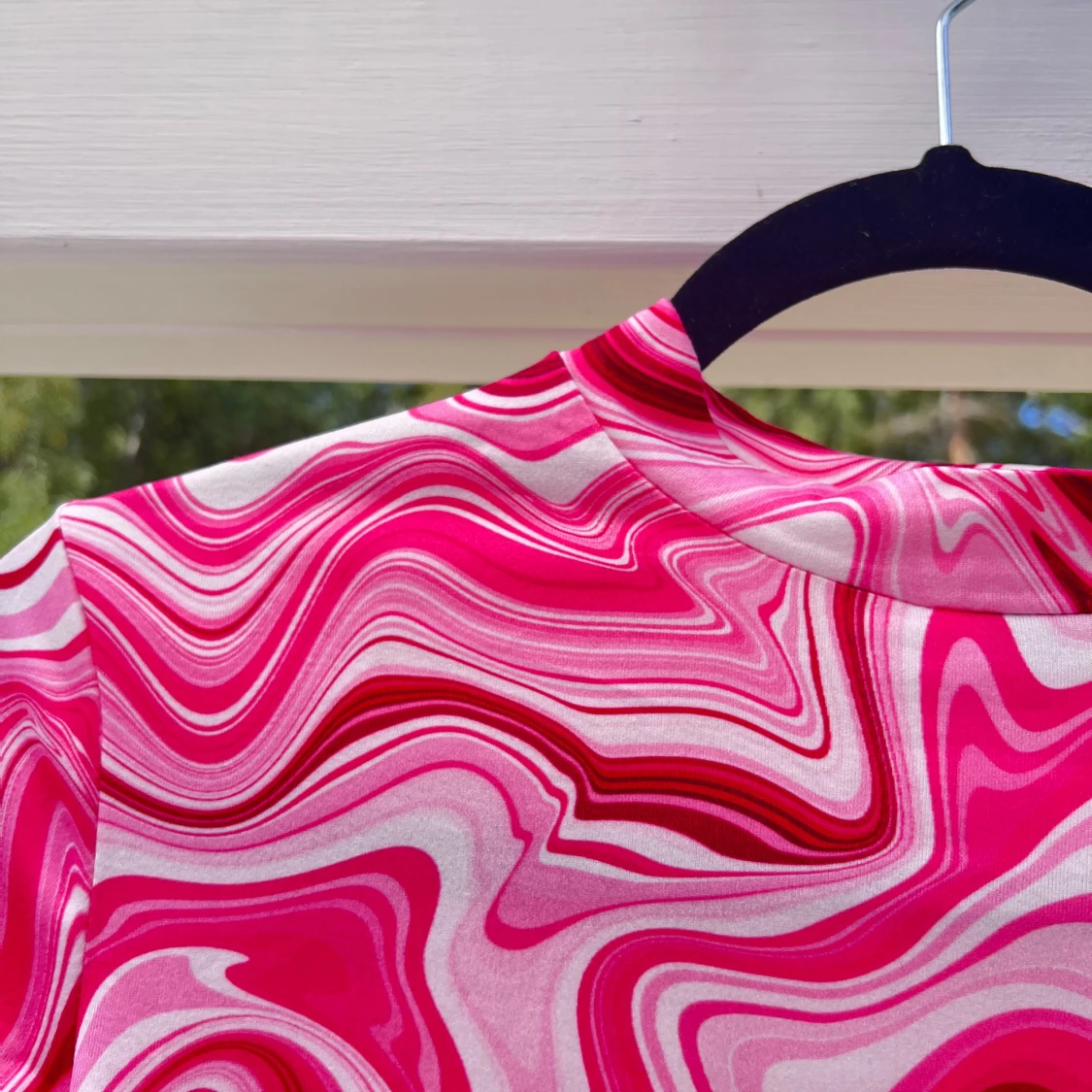 Croppad rosa långärmad teöja - 90