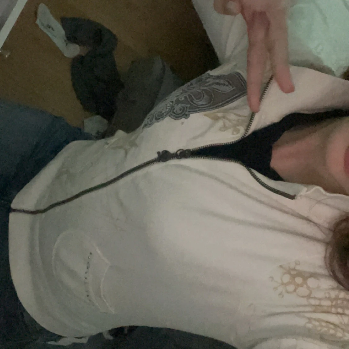 Vit jacka med tryck från NINELIVES - 92