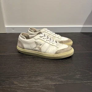 Vita Axel Arigato sneakers med fågel (storlek 43) - Stilrena och sparsamt använda vita sneakers med gråa detaljer från Axel Arigato 