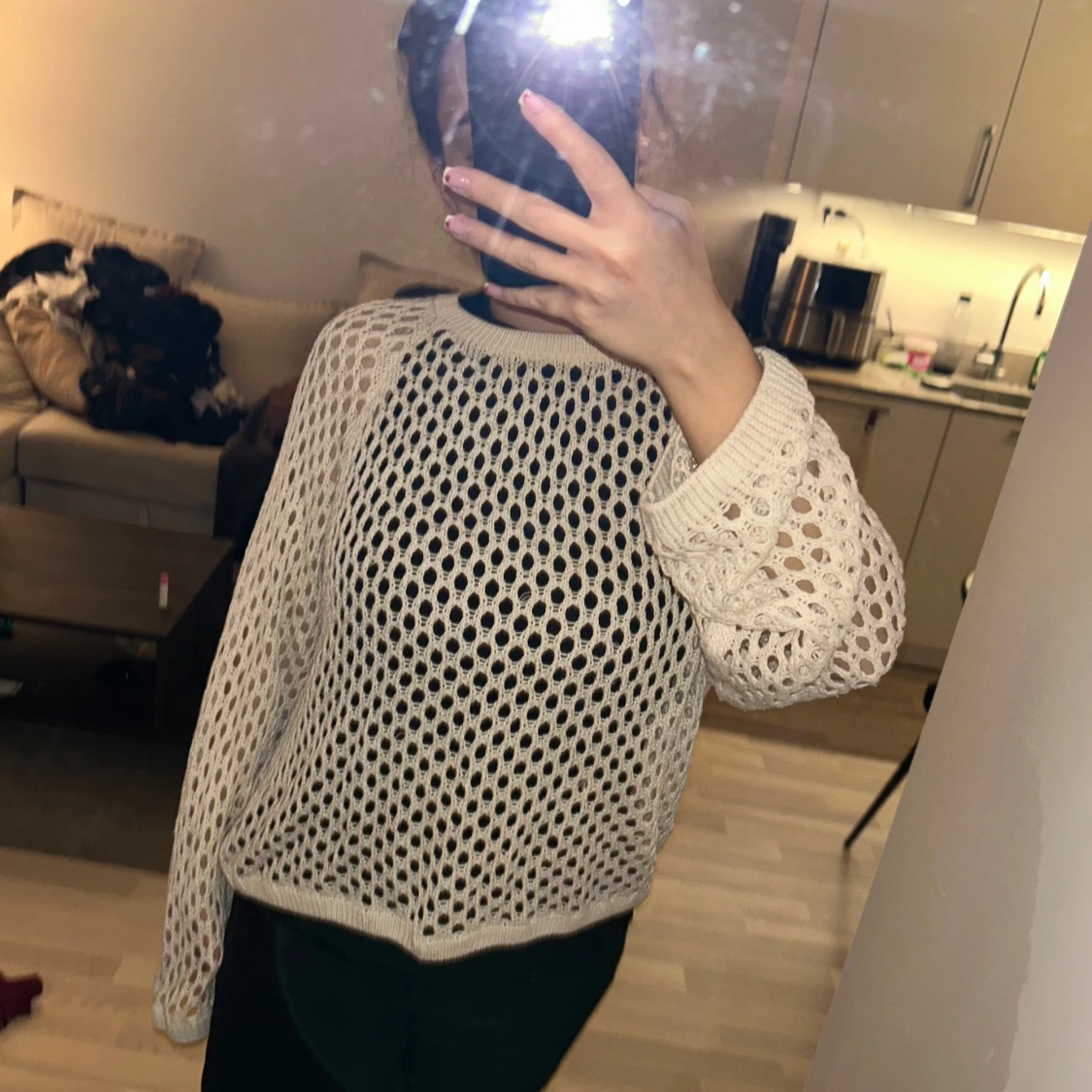 Beige stickad tröja - 3