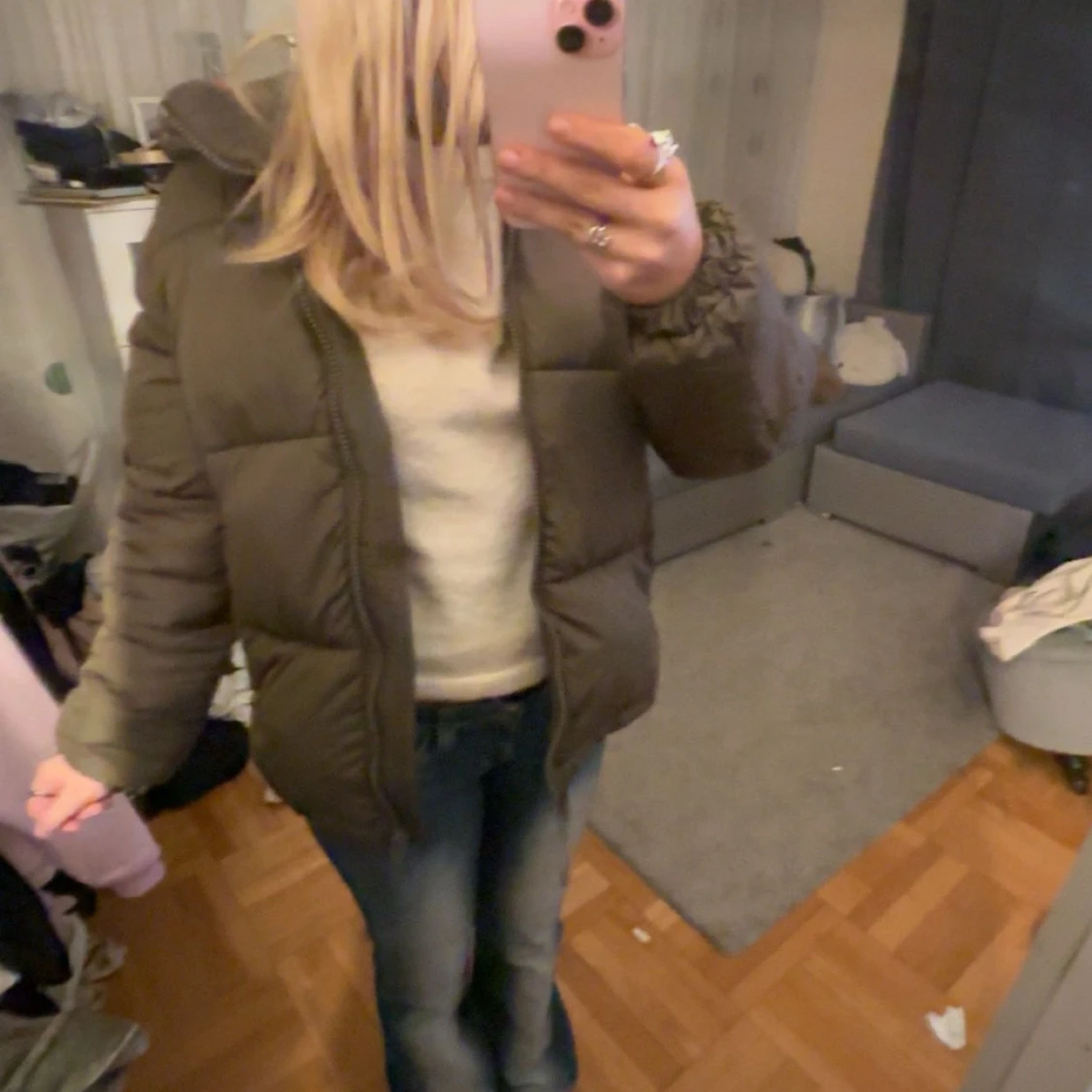 Mossgrön pufferjacka