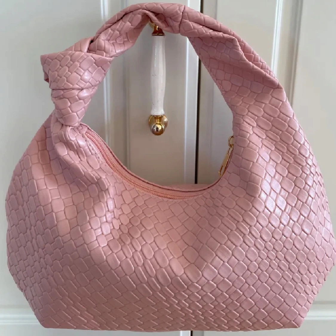 Rosa Flätad Axelväska - 1