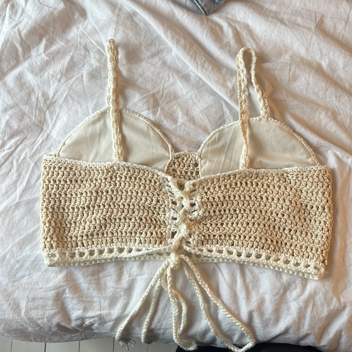 Beige virkad topp - 1