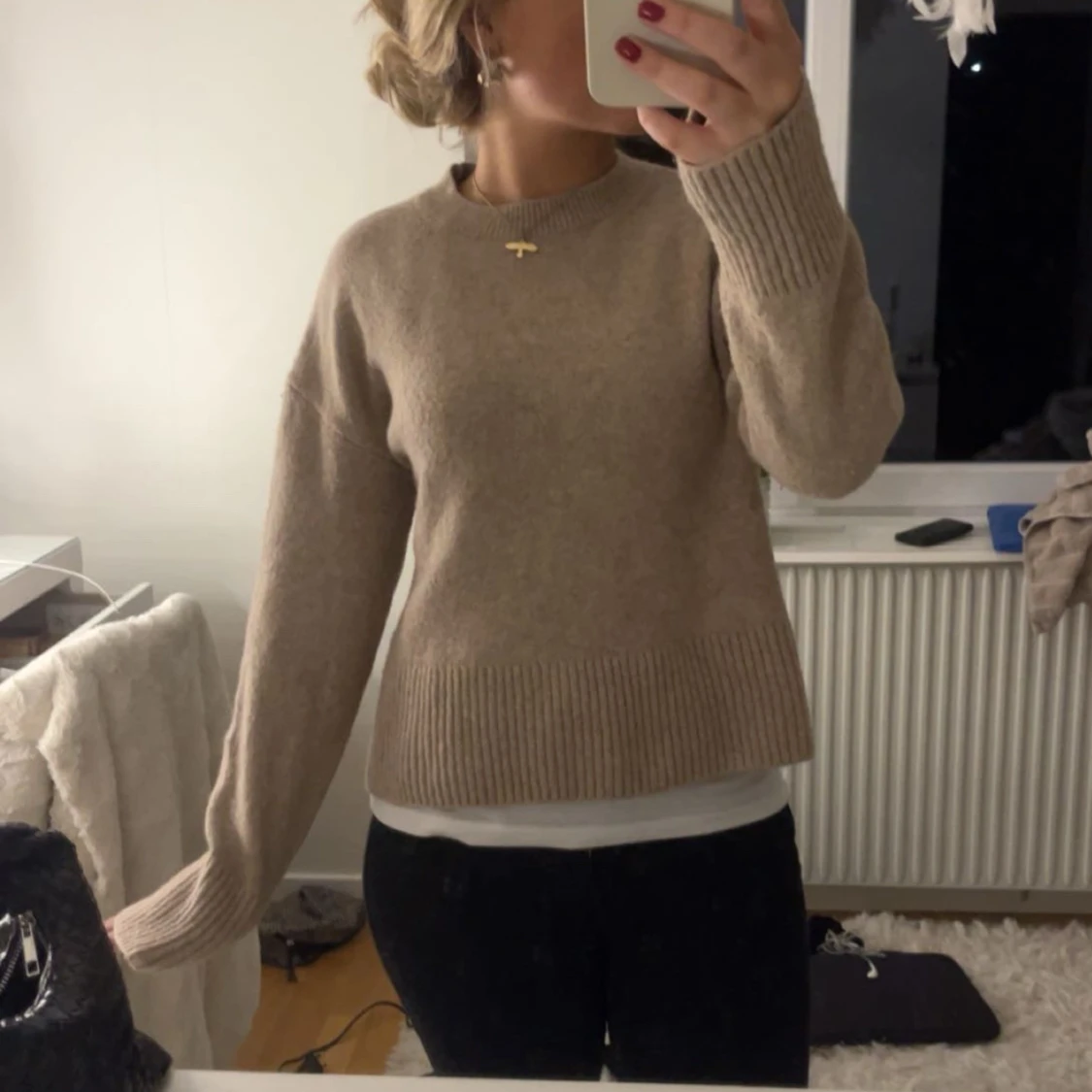 Beige Stickad tröja - 90