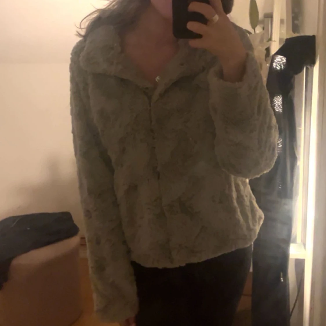 Grå pälsjacka - 90