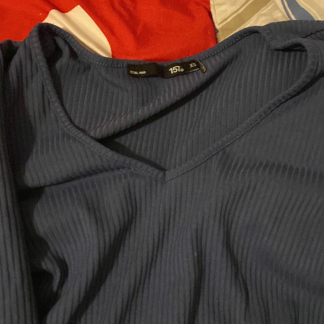 Blå ribbad klänning från 157 - 93