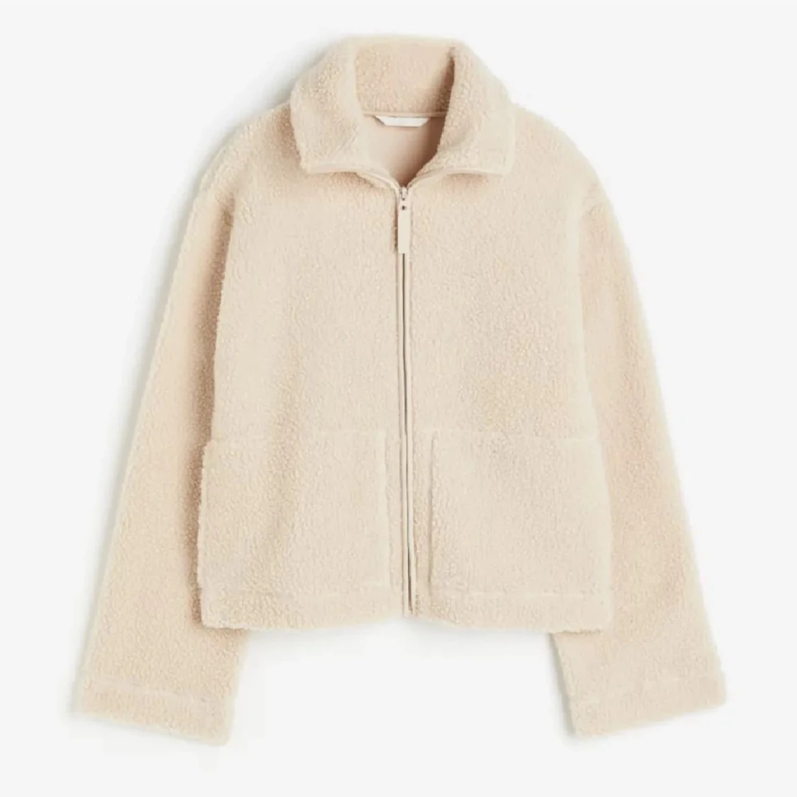 Beige teddyjacka med dragkedja