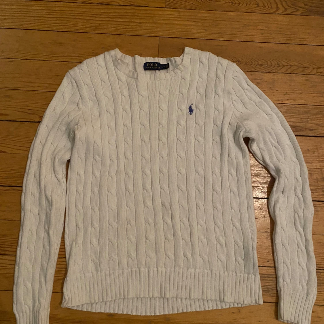 Vit stickad tröja från Ralph Lauren