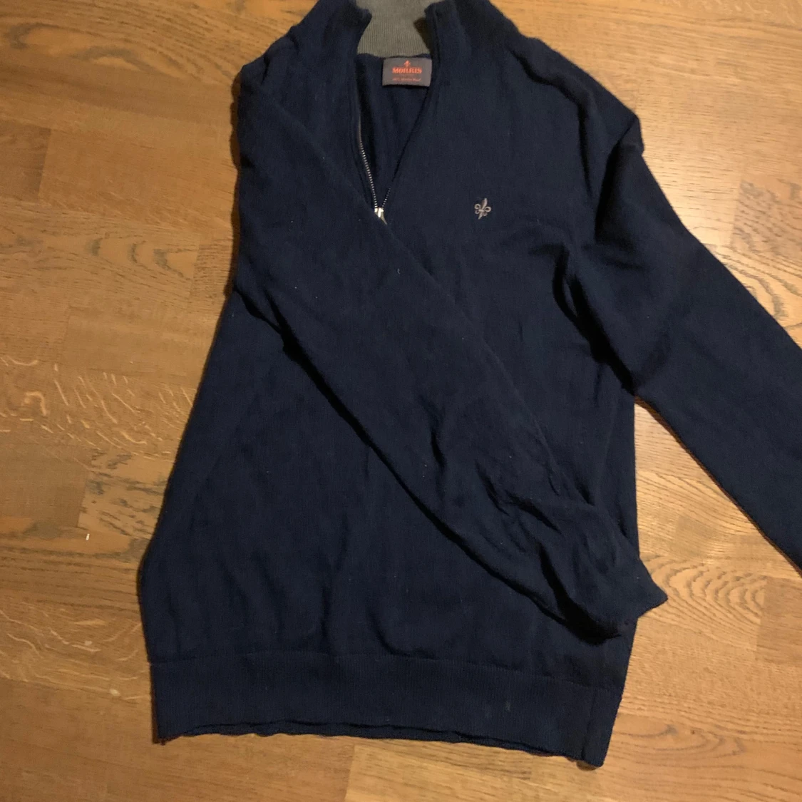 Mörkblå Morris merino zip - 91