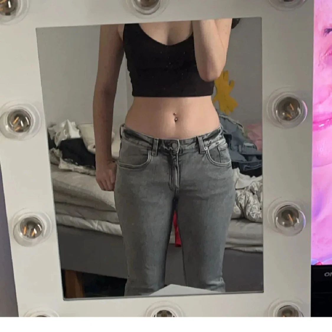 Grå bootcut jeans - 90