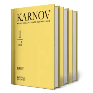 Karnov bokverk 2021/22 är ett stort juridiskt uppslagsverk i vilket lagar och andra författningar kommenteras. Verket gör det möjligt att snabbt finna lösningen på juridiska frågor och problem. Kravet på effektivitet i arbetet hos domstolar och myndigheter, på advokatbyråer, inom näringslivet och i organisationsväsendet har ständigt ökat under de senaste decennierna. Karnov är avsett att täcka behovet av ett hjälpmedel som ger svar på vanliga tolknings- och tillämpningsfrågor. Är problemet av mera komplicerat slag ger Karnov upplysning om förarbeten, rättsfall, lagkommentarer eller vetenskapliga verk som bör konsulteras för vidare studier.I årets upplaga av bokverket finns 747 författningar uppdaterade i sin lydelse per den 1 juli 2021. Nya författningar som finns kommenterade i denna utgåva är bland andra museilag (2017:563), lag (2018:597) om kommunal bokföring och redovisning, lag (2018:1197) om Förenta nationernas konvention om barnets rättigheter (Barnkonventionen), lag (2021:34) om tillträdesförbud till butik, lag (2021:401) om Allmänna arvsfonden och fastighetsmäklarlag (2021:516).Karnov bokverk 2021/22 består av tre band och ett register.    Format Inbunden   Omfång 5576 sidor   Språk Svenska   Förlag Norstedts Juridik   Utgivningsdatum 2021-12-28   ISBN 9789139024026  