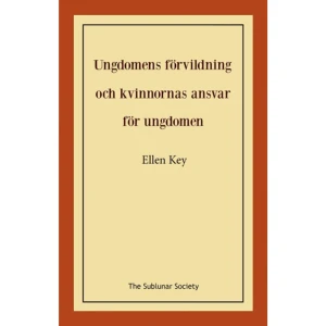 Ungdomens förvildning och kvinnornas ansvar för ungdomen (häftad) - Ellen Key (1849-1926) var en svensk författare, pedagog och kvinnosaksideolog. Under tidigt 1900-tal var Key en av Sveriges mest omtalade samhälls- och kulturdebattörer. Hon skrev böcker, artiklar och pamfletter om ämnen som fred, feminism och folkbildning. Idag kan vi betrakta Key som en särartsfeminist. Hon ansåg att män och kvinnor hade olika könsspecifika egenskaper – som avgjorde vilka roller de borde inneha i hemmet och i samhället. Denna ståndpunkt har blivit mycket omdebatterad och Key kan upplevas som pro-vocerande än idag. Ungdomens förvildning och kvinnornas ansvar för ungdomen (1913) består i grunden av två föredrag som Key bearbetade till en sammanhängande skrift. Här granskar hon det då aktuella påståndet att ungdomen skulle vara mer ”sedligt urartad” än under någon annan tid i Sveriges historia. Vidare granskar hon de förslag till samhälleliga åtgärder som lagts fram, vilka Key menar inte bör tillgripas då de enligt henne ej skulle leda till ”sedernas höjning”, endast vara ett utslag av ”den trångsinta fanatismens strypningsnit”.    Format Häftad   Omfång 48 sidor   Språk Svenska   Förlag The Sublunar Society   Utgivningsdatum 2022-07-06   ISBN 9789189235854  