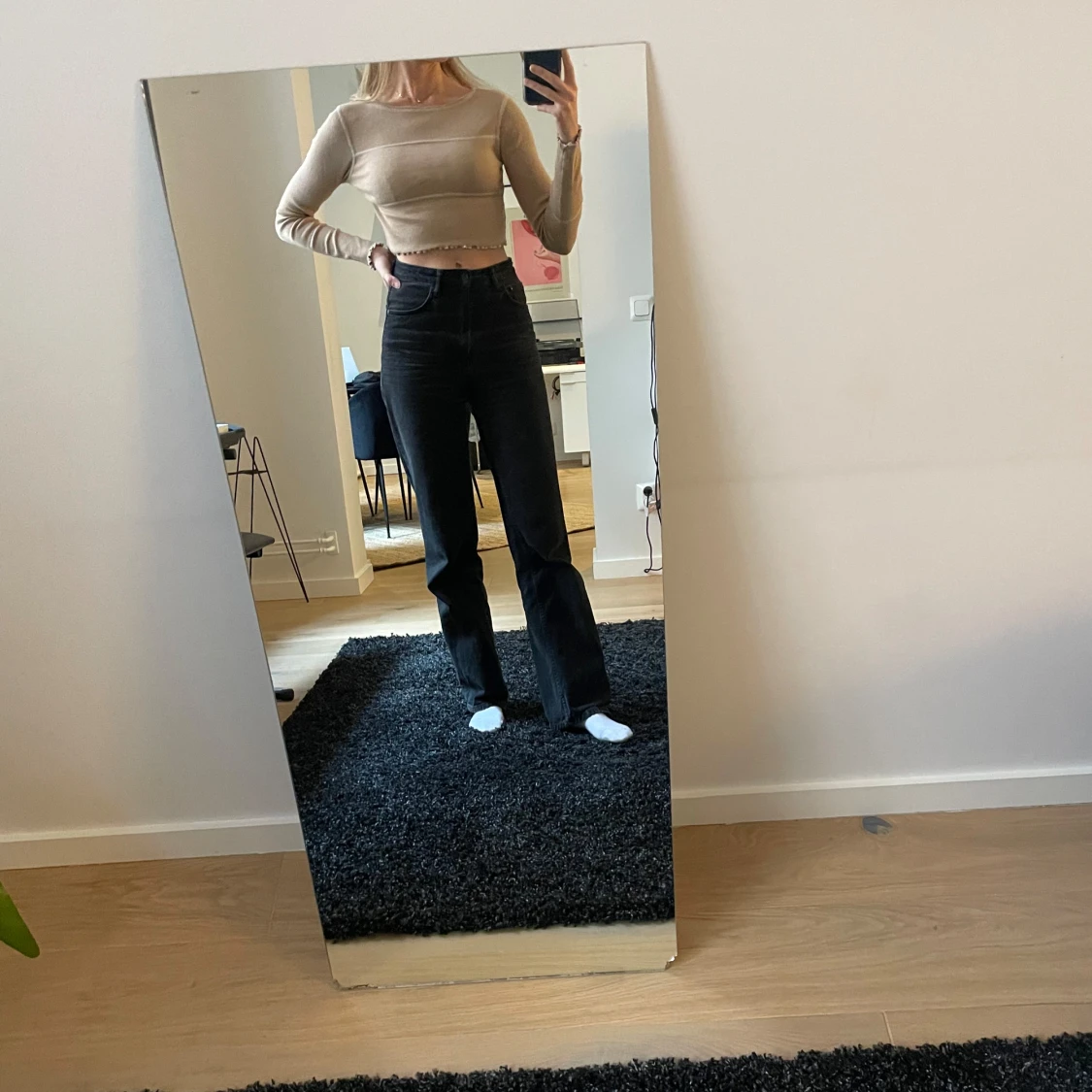 Croppad långärmad - 90