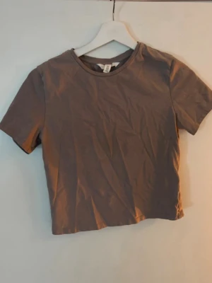 Brun t-shirt/topp H&M (bra skick)  - Säljer en fin t-shirt/topp från H&M med rund halsringning. Perfekt att matcha med jeans eller kjol/shorts nu till sommaren 