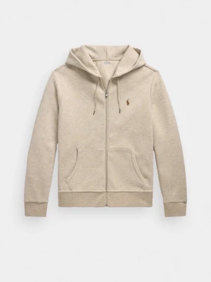 Beige hoodie med dragkedja - Stilren beige hoodie med dragkedja och huva, samt dragsnören och känguruficka framtill. Liten broderad logga på bröstet. Perfekt för en avslappnad och trendig look. Mjuk bomullsblandning för extra komfort.