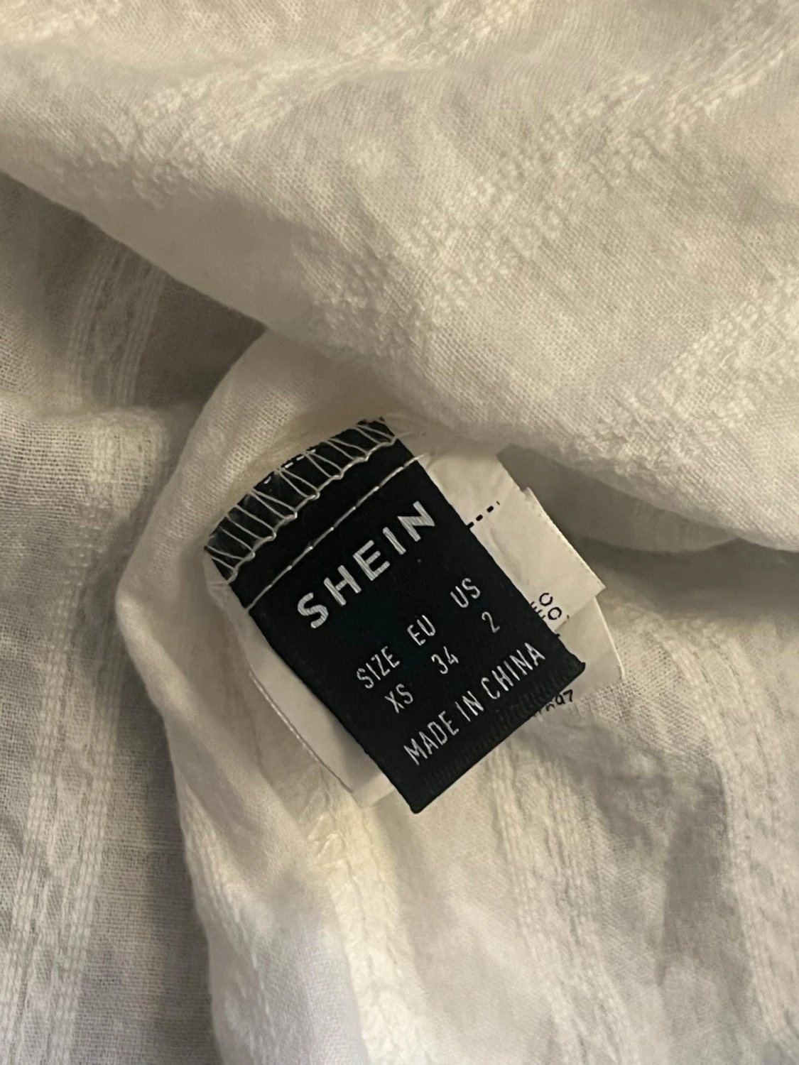 Vit och blå broderad linnetopp SHEIN - 1