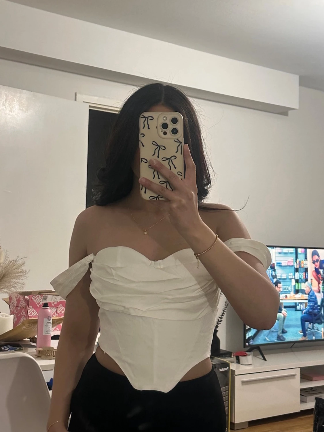 Vit offshoulder korsettopp