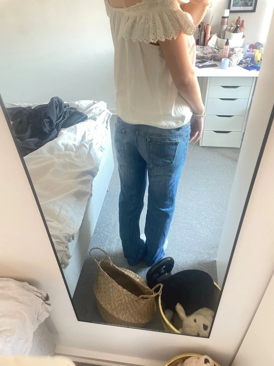Blå bootcut jeans med låg midja - 2
