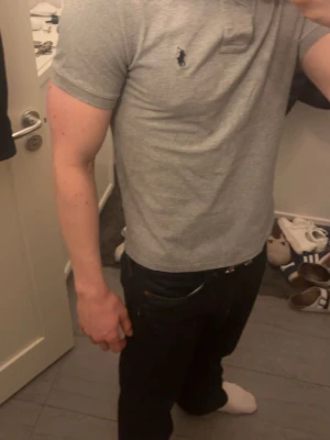 Grå pikétröja från Polo Ralph Lauren - Snygg grå pikétröja från Polo Ralph Lauren storlek M. Jag är 187 och väger 80kg så har blivit lite liten för mig. Är bra i storleken.