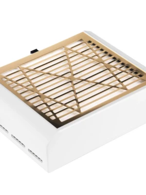 Nagel utsug med guldgaller - Modern nageldammsugare med vit kropp och stilrent guldgaller i metall. Kräver 40W sladd. Extremt starkt utsug som funkar super! Extra filter ingår. Kompakt och lätt att använda, passar både hemma och i salong. Inköpt för 1899kr