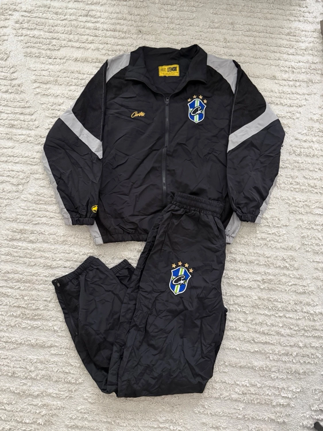 Corteiz brazil black windbreaker tracksuit