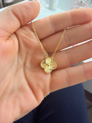 15mm klöver halsband  - Rostfritt stål , 18k gult pläterat, hög kvalitet 