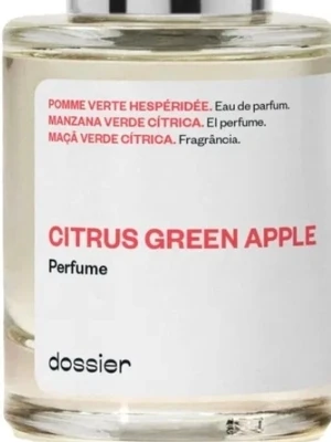 Dossier Citrus Green Apple parfym - Fräsch parfym från Dossier med doft av citrus och grönt äpple. Toppnoter av citron, grönt äpple och lime, hjärtnoter av blåklint, jasmin och ros samt basnoter av amber, cederträ och mysk. Kommer i en stilren, genomskinlig glasflaska med metallock.