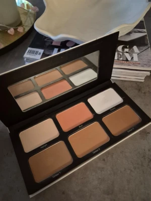 Facepalette fin palett med rouge, bronzer, glow  - En smidig palett från ARTDECO med allt du behöver för en komplett look. Den innehåller tre bronzers för värme och definition, ett rouge för fräsch färg samt två highlighters som ger huden en fin, naturlig glow. Perfekt för både vardag och fest i ett enda elegant förpackning. Smidigt att ta med sig. Använd någon gång . En fin palett.